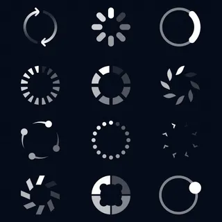 不同的圆形装载机平面图标集