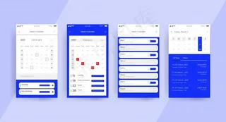 蓝色日历应用程序ui ux概念页面