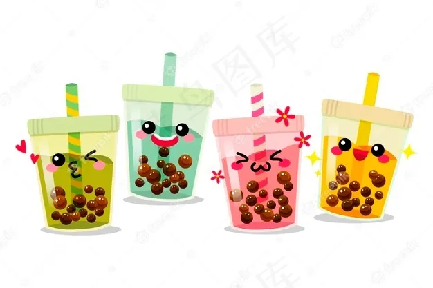 Kawaii泡茶概念eps,ai矢量模版下载