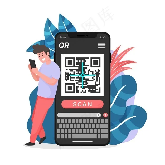 智能手机二维码扫描示意图eps,ai矢量模版下载