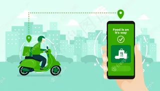 手持手机app移动应用程序跟踪轻便摩托车上的送货员