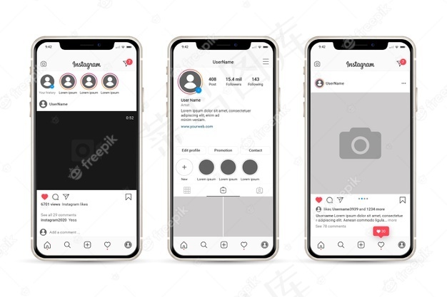 Instagram配置文件与手机的接口模板eps,ai矢量模版下载