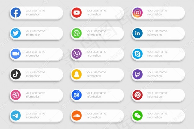 社交媒体网络横幅banner下三分之一图标集