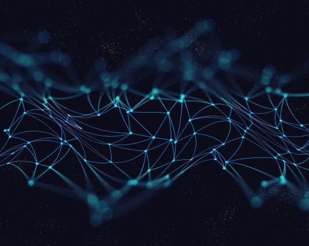 三维低多边形抽象背景与连接线和点