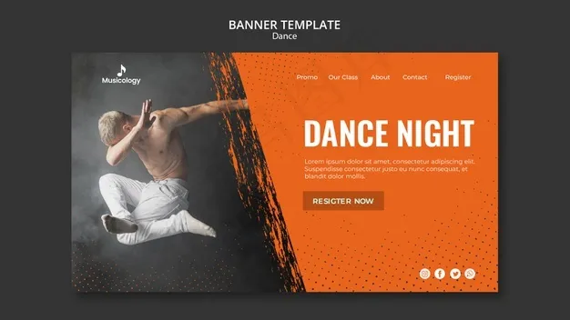 男子涉猎空中音乐学横幅banner模板psd模版下载