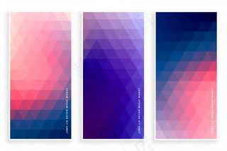 时尚三角图案三幅横幅banner套装