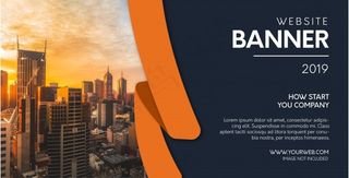 带有橙色形状的专业网站横幅banner