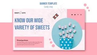 创意糖果店横幅banner模板