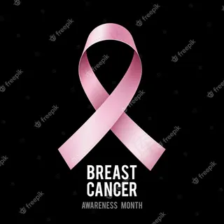 乳腺癌意识概念与文字和现实粉红丝带。插图