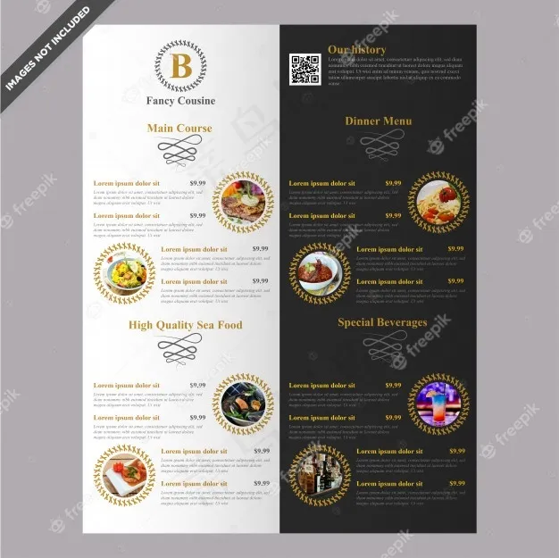 优雅餐厅咖啡厅菜单模板设计可编辑eps,ai矢量模版下载