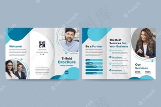 带照片的抽象三折页小册子模板