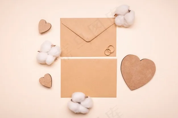 带订婚戒指的婚礼请柬