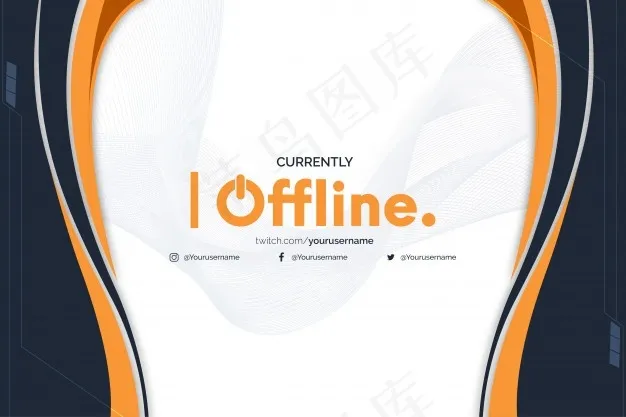 当前脱机的带有抽象橙色形状的twitch横幅bannereps,ai矢量模版下载