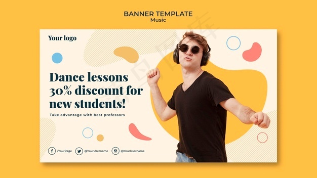 音乐概念横幅banner模板psd模版下载