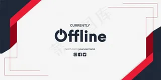 当前脱机twitch横幅banner背景向量模板