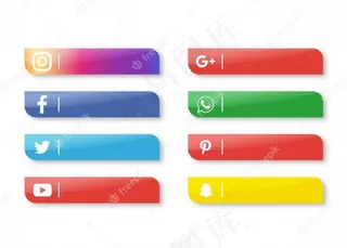 白色背景上孤立的社交媒体图标横幅banner。