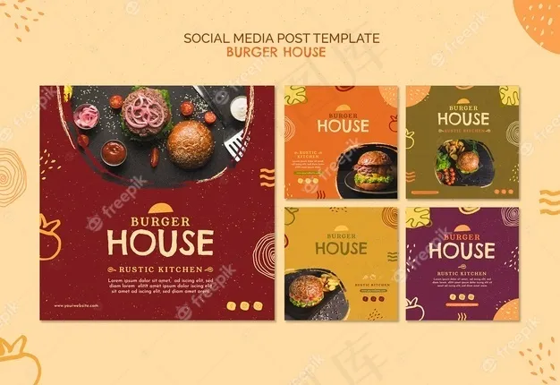Burger house社交媒体帖子模板psd模版下载