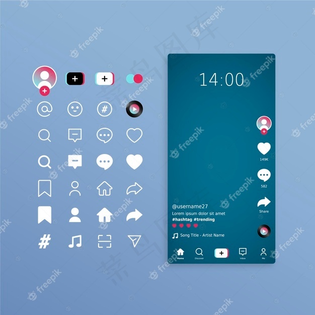Tiktok接口概念eps,ai矢量模版下载