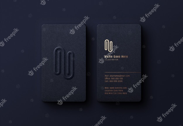 深色名片上的豪华标志模型样机