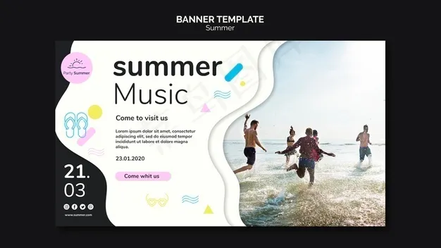 夏季音乐与沙滩横幅bannerpsd模版下载