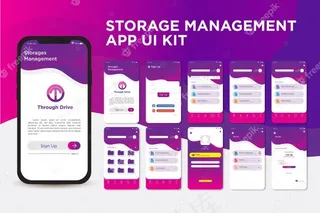 现代时尚紫色存储管理应用程序ui套件模板