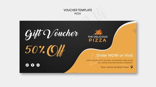 优惠券披萨模板五折优惠