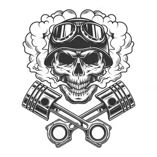 复古单色机车头骨