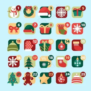 一套平面设计的降临日历图标