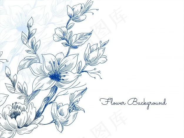 优雅蓝色手绘花卉背景向量eps,ai矢量模版下载