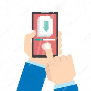 下载应用程序概念。智能手机在手。