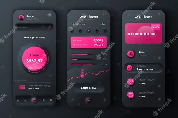 新形态手机app移动应用程序用户界面ux套件金融服务独特的新形态风格。eps,ai矢量模版下载