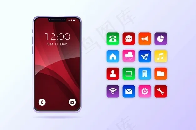 带应用程序的逼真iPhone11eps,ai矢量模版下载