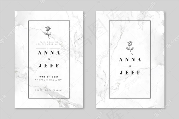 婚礼大理石卡片模板