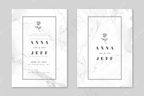 婚礼大理石卡片模板