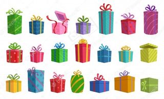 插图孤立的卡通图标与丝带礼品盒。
