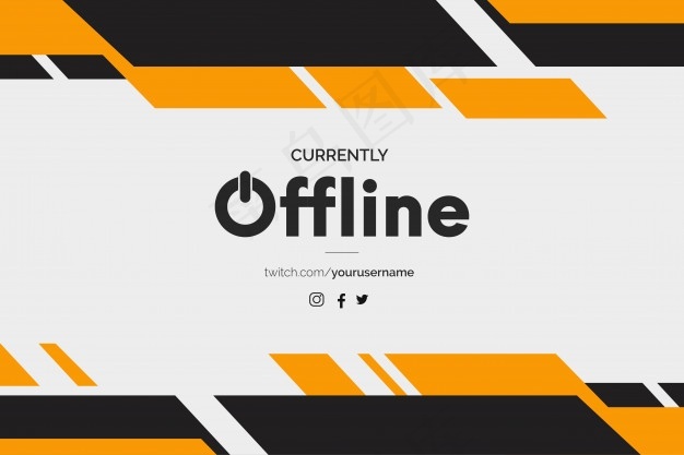 当前脱机的带有抽象形状的twitch横幅bannereps,ai矢量模版下载