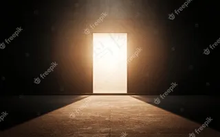 暗室中的浅色门
