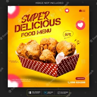 餐厅或美食菜单社交媒体帖子模板