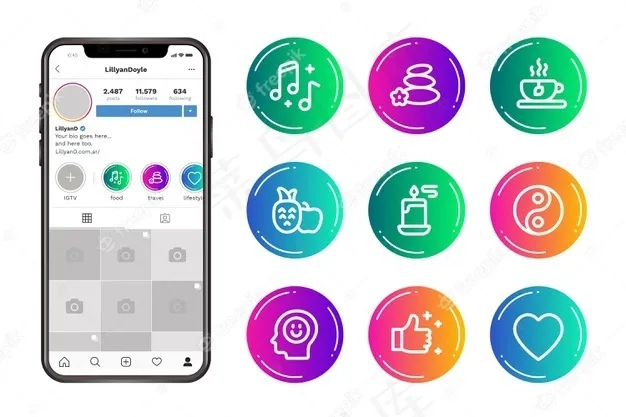 Instagram gradient故事亮点eps,ai矢量模版下载