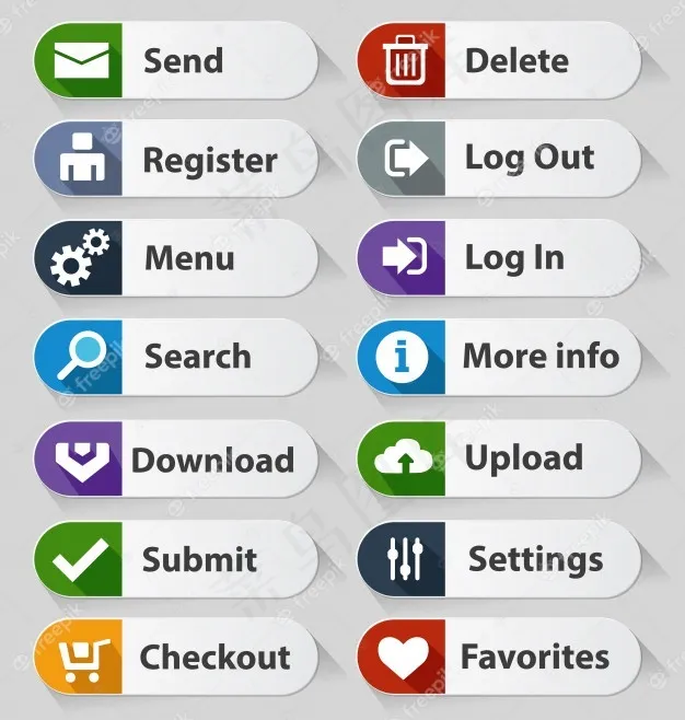 网页设计按钮白色套装eps,ai矢量模版下载