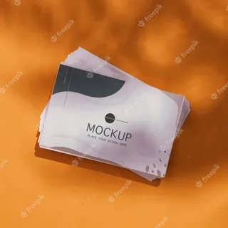 红底名片的俯视图