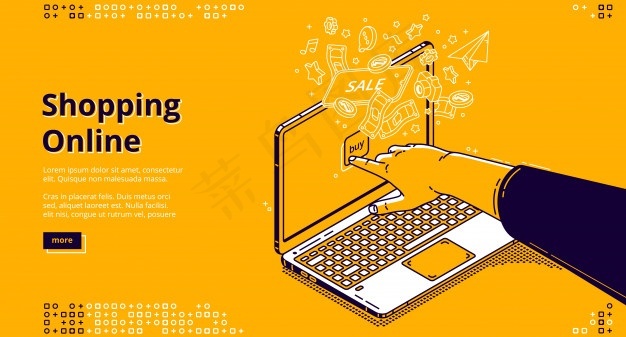 网上购物等距登录页，网页横幅bannereps,ai矢量模版下载
