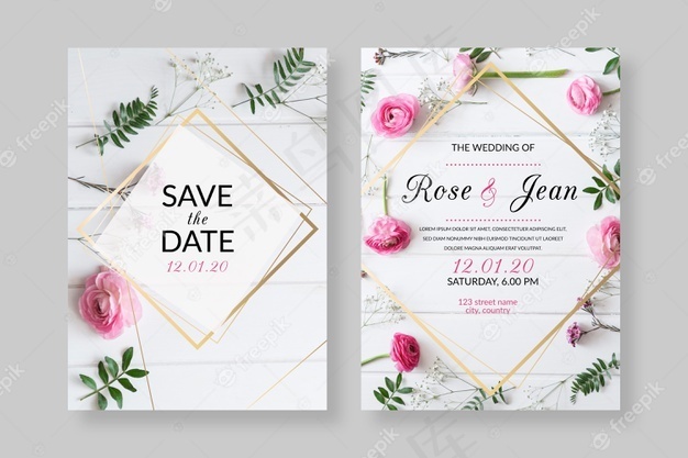 带照片的优雅婚礼请柬模板