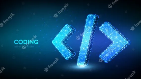 三维低多边形抽象编程代码符号。 三维低多边形抽象编程代码符号。