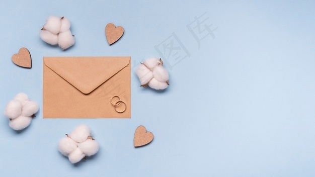 带复印空间的俯视婚礼请柬