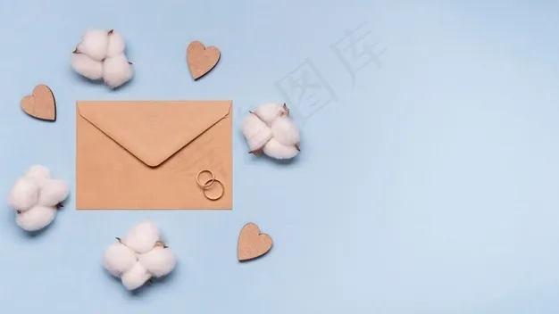 带复印空间的俯视婚礼请柬