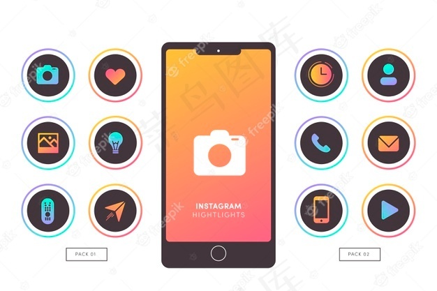 Instagram gradient故事亮点eps,ai矢量模版下载