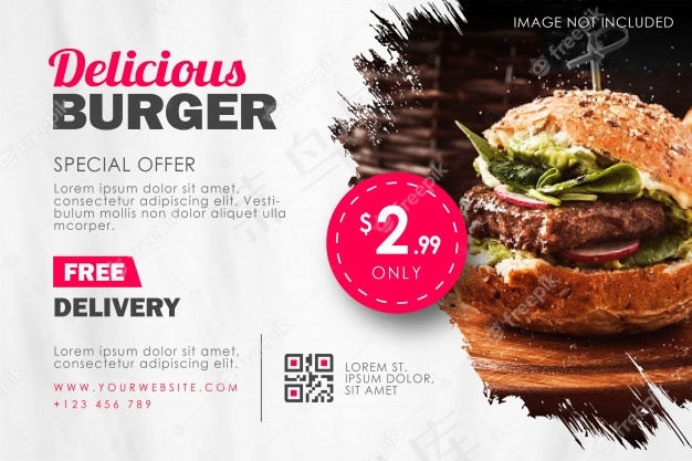 快餐汉堡餐厅宣传单,DM传单模板