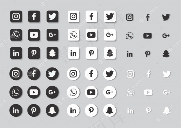 灰色背景的社交媒体图标。eps,ai矢量模版下载