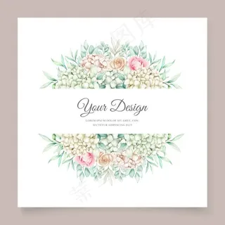 软绿色花卉婚礼请柬套装